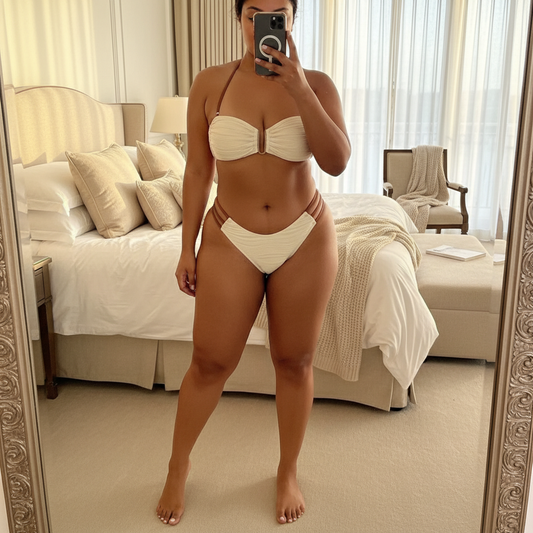 Textured Cream Bikini Set